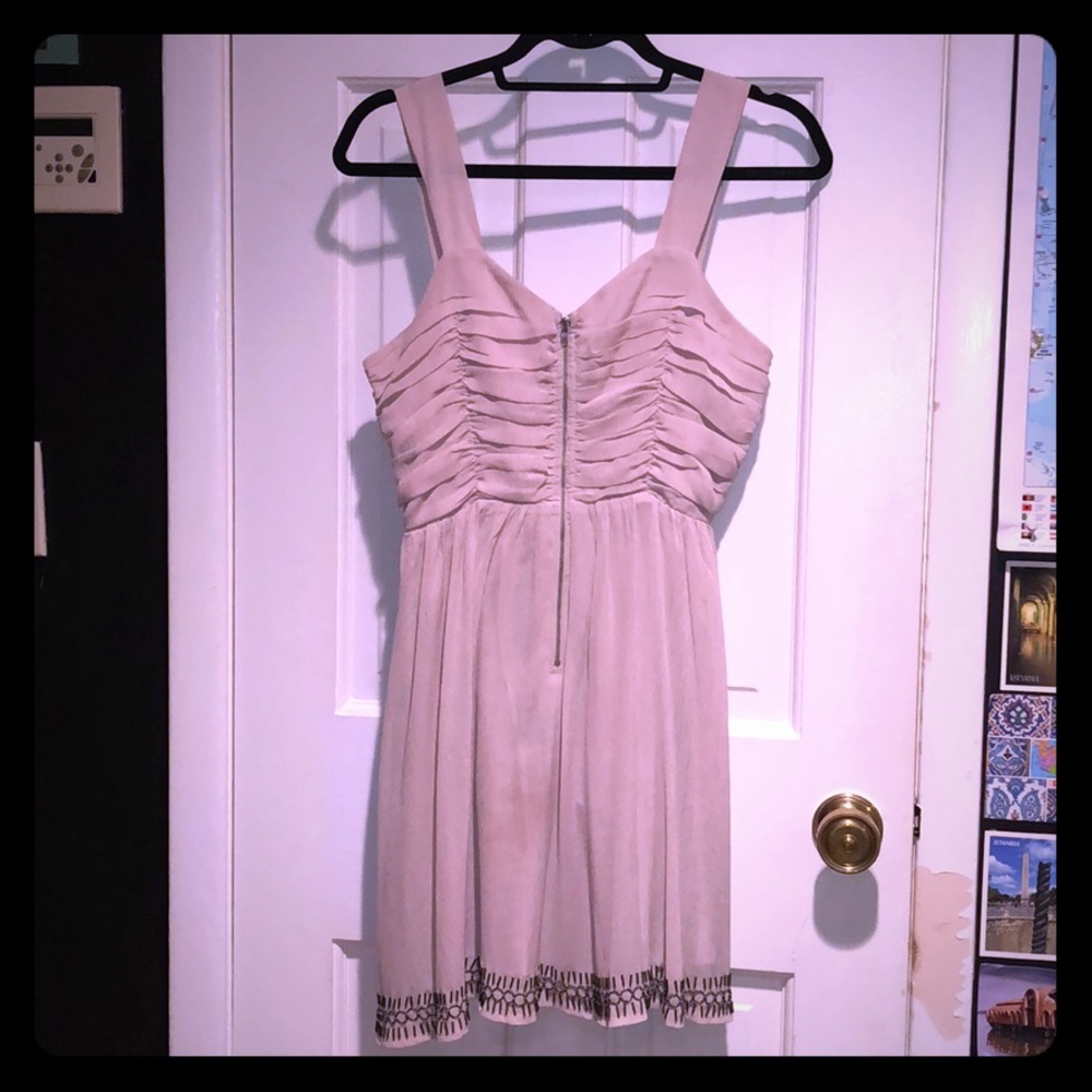 Anthropologie Pleated Front-Zip Dress w Brass Bead